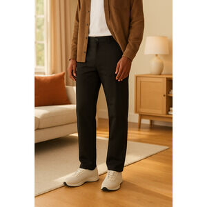 Dockers Relaxed Fit Khaki Black 36Wx30L Stretch Pants Minimalist Preppy Casual